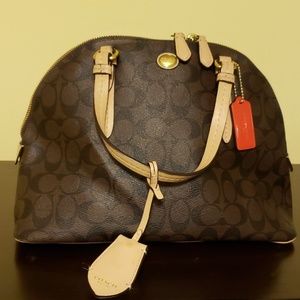 Brown & Black Monogram Printed Coach Bag